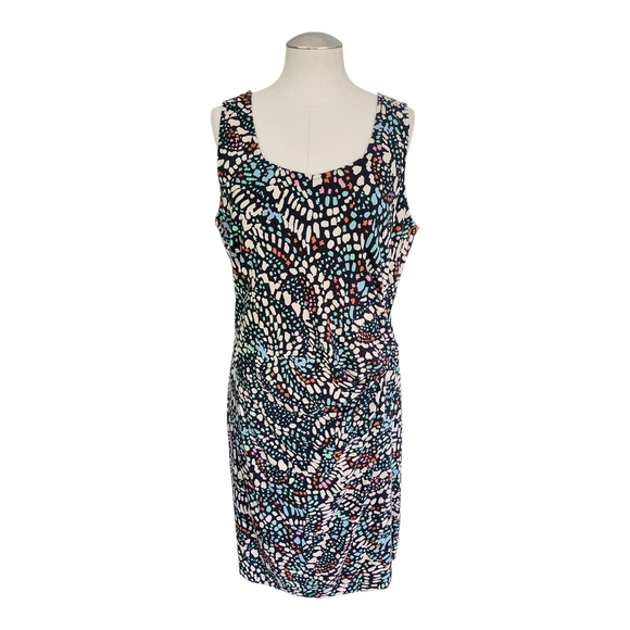 NIC+ZOE Sleeveless Printed Sheath Dress Size L Multicolor Stretch Career Wear - Picture 1 of 9
